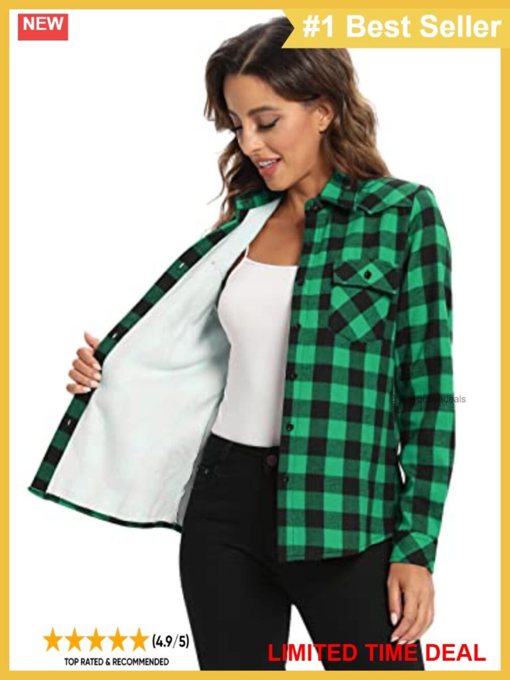 Fleece Lined Plaid Flannel Shacket Button Down Shirt Jacket